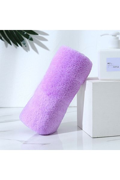 Choice 35x73cm Purple Face Towel Superfine Microfiber Absorbent High-density Coral Fleece Towel Quick Dry C
