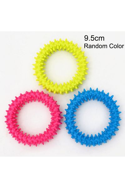 Choice Random Color Thorn Ring Pet Chew Toy Soft Rubber Bite-resistance Bone Shape Teeth Grinding Chewing T