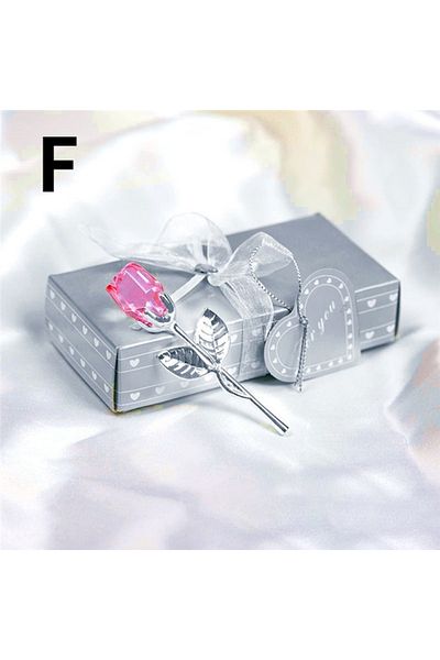 Choice F 6 Colors Crystal Glass Rose Flower Figurines Craft Valentine's Day Favors X'mas Lovers' Gift Souv.