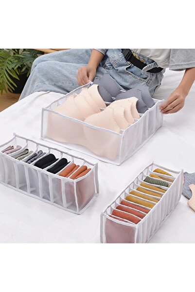 Choice L White 1PC- Closet Organizer for Socks Home Separated Underwear Storage Box 7/9/11 Grids Jeans Bra