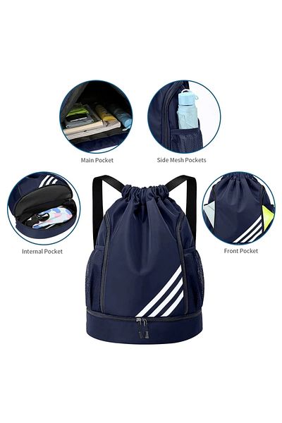 MORANO Waterproof Lightweight Foldable Sports Drawstring Backpack with Pocket for Travel, Sports, Fitness