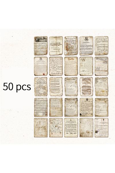 Choice D 50 Pcs Vintage Material Paper Decorative Diary Album Diy Scrapbooking Handmade Background Paper C.
