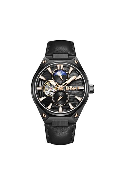 Lee Cooper LC08122.051 Men Automatic Display Watch & Leather Strap Black