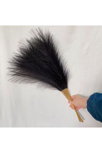 Choice 10pcs black 55CM 10PCS Fluffy Pampas Grass Boho Decor Flower Fake Plant Reed Simulated Wedding Party