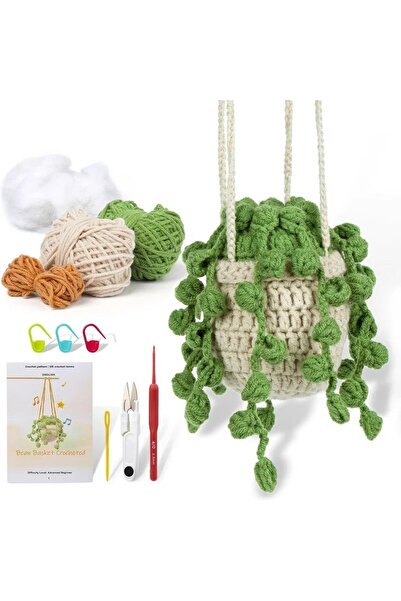 Choice مجموعة نباتات معلقة كروشيه من نوع KRABALL للمبتدئين مع فيديو تعليمي غز...