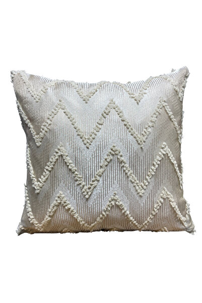 Cortibo Beige Verona Patterned Throw Pillow Cover