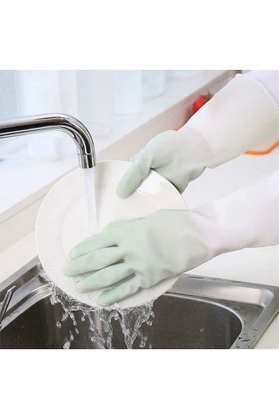 Choice Green pair Premium Household Cleaning Gloves, Waterproof Kitchen Dishwashing Gloves, Non-slip Housew