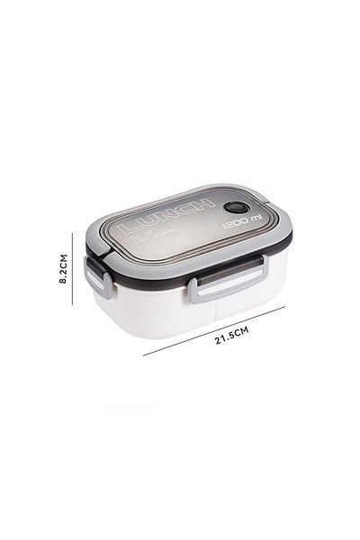 Choice 1200ml 2 5 White 1200ml 2 Layer Bento Lunch Box With Spoon Fork, Kid High Capacity Microwae Food Con