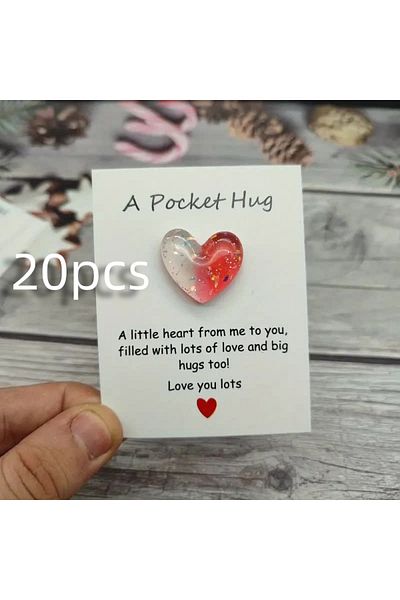 Choice k3 20pcs 1/3pcs cute little heart pocket hug, decorated pocket hug with encouragement card, special