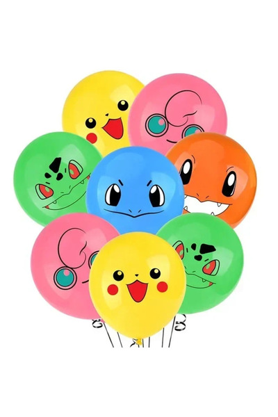 Choice مجموعة من 10 قطع من بالونات اللاتكس على شكل بوكيمون بيكاتشو الكرتونية، بيكاتشو سكويرتل تشارمندر، نموذج بالونات ألعاب