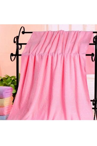 Choice pink Please see below for detailed size 1pc Cute Bear Textured Lightweight Shower Towel, Super Fine