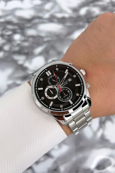 Ferrucci Men's Wristwatch Steel Strap Functions Active Silver-black Zmfer072