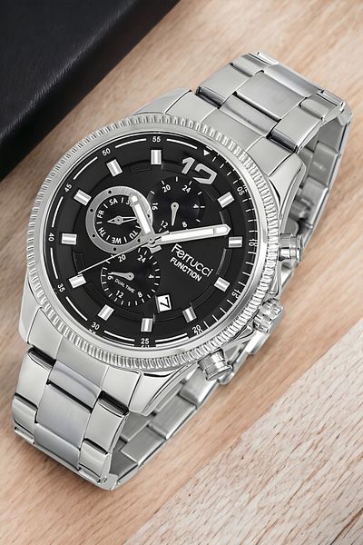 Ferrucci Fcf.14474fm.01 - Silver and Black Men's Wristwatch and Bracelet Zmfer143