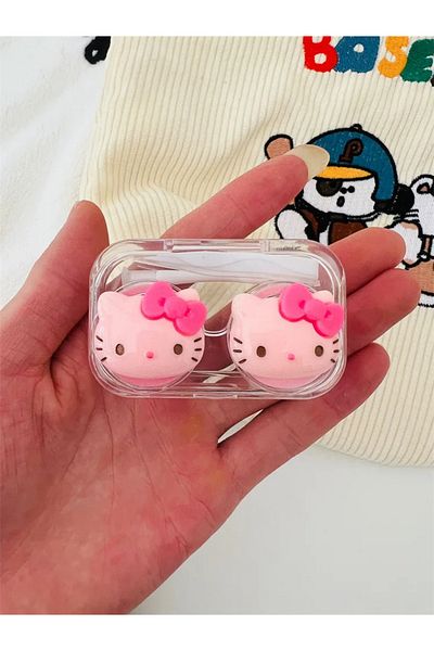 Miniso 2 New Hello Kitty Contact Lens Case Transparent Cartoon Kawaii Portable Nearsighted Contact Lens Ca.
