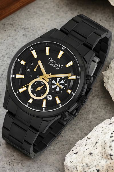 Ferrucci Men's Black Wristwatch - Function Fcf.12062fm.02 Zmfer140 Bracelet