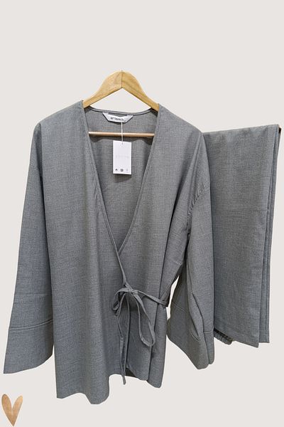 Enisse Double Breasted Neckline Side Tie Large Size Suit