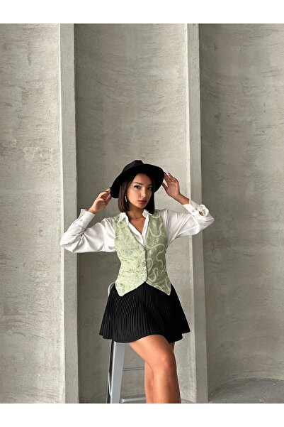 Miss Allos Жіночий вишитий розкішний безрукавний жилет з ґудзиками