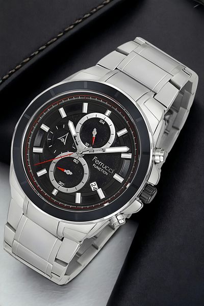 Ferrucci men's Silver-black Wristwatch and Bracelet Set - Fcf.12609fm.02 Function