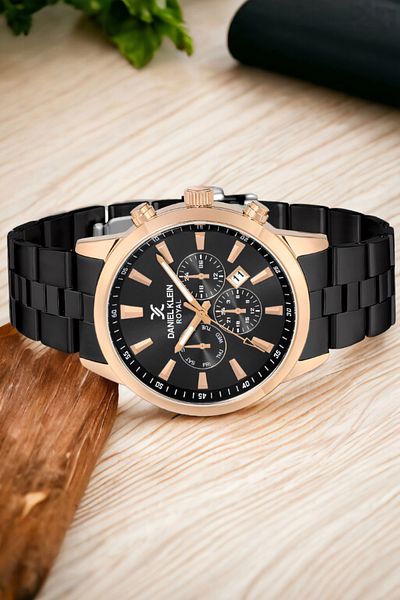 Daniel Klein Men's Wristwatch Black-Rose Steel Band&Case Bracelet Gift Zmdk1167