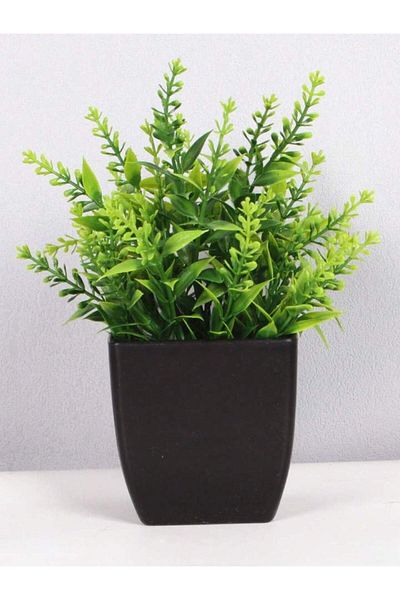 Choice S Lavender 1pc Fake Plant Black Pot, Mini Artificial Eucalyptus Potted Plant for Indoor Home Office