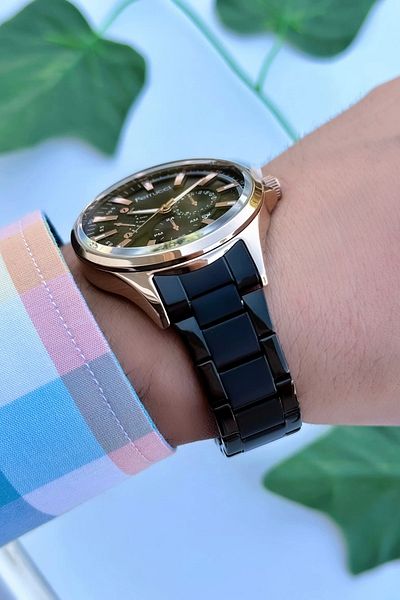 Ferrucci Men's Wristwatch with Calendar Active Hematite Bracelet Gift
