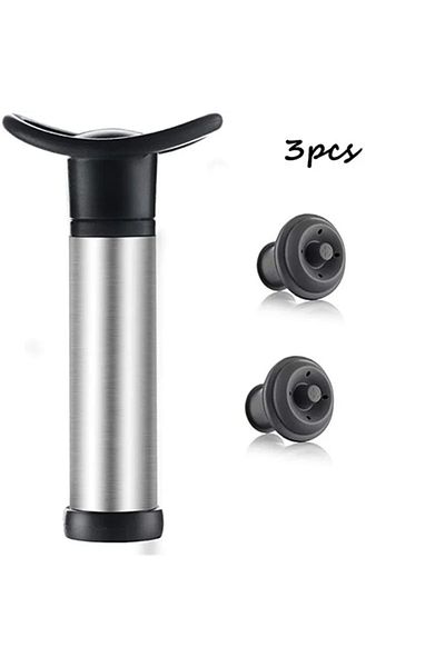 Choice 3 pcs set Vacuum Wine Saver Set, Pump Preserver with 4 Vacuum Wine Stoppers for White / Beer Wine, S