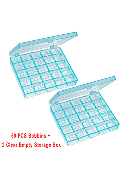 Choice4 3 25 Grid Blue Clear Empty Bobbins Storage Box Plastic Bobbins Spool ...