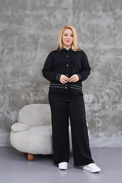 Siyezen Large Size Seasonal Cardigan with Snap Detail and Pockets