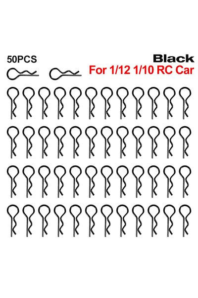 Choice 50pcs Black 9IMOD 50/100pcs RC Body Clips 1/7 1/8 1/10 1/12 1/14 1/16 1/18 Metal R Buckles Car Truc