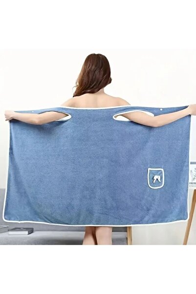 Choice منشفة حمام نسائية زرقاء مقاس 85 × 135 سم، قابلة للارتداء بسرعة تجفيف، ...