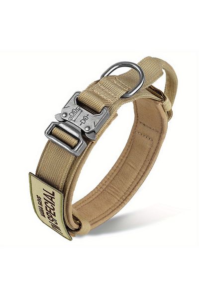 Choice L Brown Set Heavy Duty Tactical Dog Collars With Handle Military Collar With Patch Outdoor Training