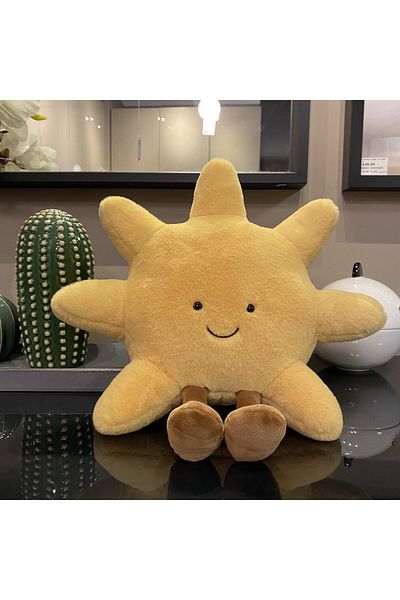 Choice about 45cm Yellow Sun Adorable Smile Face White Moon Yellow Sun Plushie Stuffed Cute Cartoon Weather