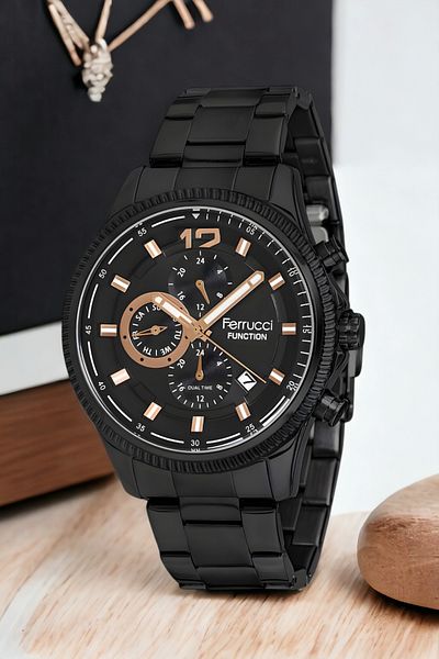 Ferrucci Men's Wristwatch Bracelet Zmfer143 - Fcf.14474fm.04 Black-Rose Color Function