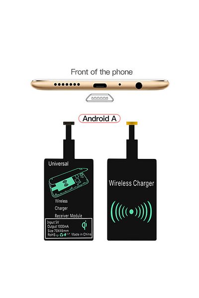 Choice جهاز استقبال شحن لاسلكي Micro USB A عالمي يعمل بنظام Android Qi وشاحن لاسلكي من النوع C ورقعة استقبال