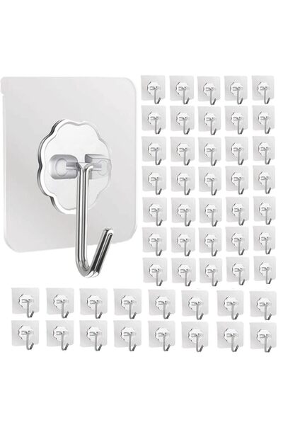 Choice 50 قطعة من خطافات الحائط المقاومة للماء والزيت، خطافات لاصقة للمطبخ والحمام وباب الدش والجدار الخارجي