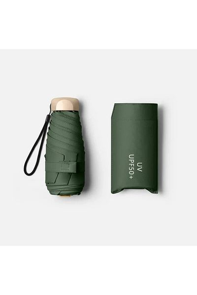 Choice 1pc blackish green 1Pc 55% Off Mini Sun Umbrella Pocket Rain Umbrella Vinyl Folding UV Ultraviolet P