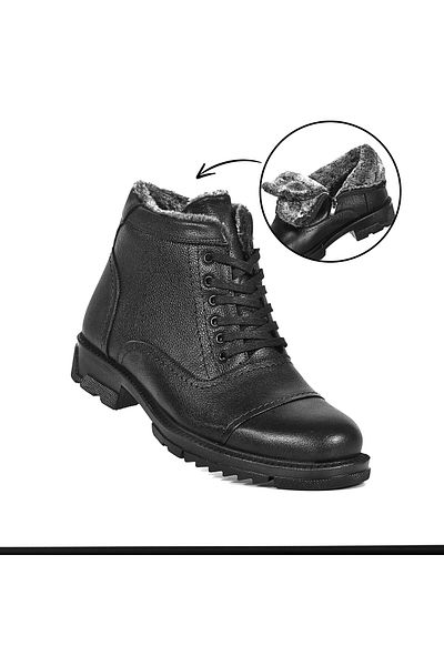 Cem Pekşen Cizme pentru bărbați din piele naturală Swat Life 4250 Black