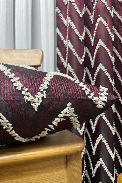 Cortibo Verona Patterned Throw Pillow Cover Claret Red