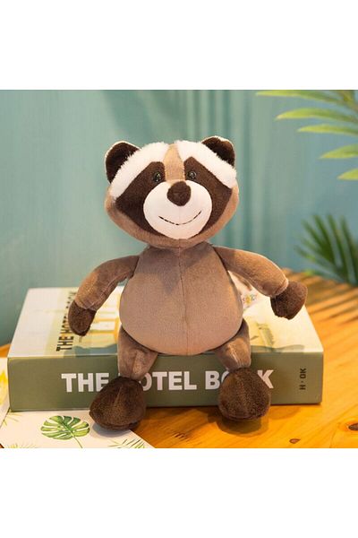 Choice 25cm raccoon 25cm Stuffed Lifelike Lion Tiger Elephant Monkey Leopard Giraffe Raccoon Doll Simulatio