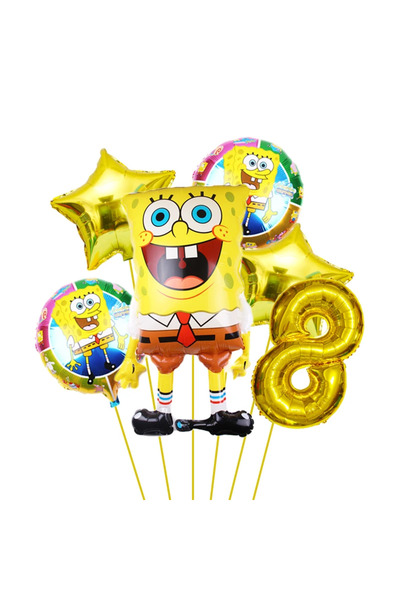 Choice مجموعة من 6 قطع من بالونات حفلات أعياد الميلاد على شكل سبونج بوب سكوير...