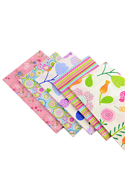 Choice 25 سم × 25 سم XBZ-198 Teramila 5 قطع/عبوة من قماش قطني مطبوع عليه زهور...