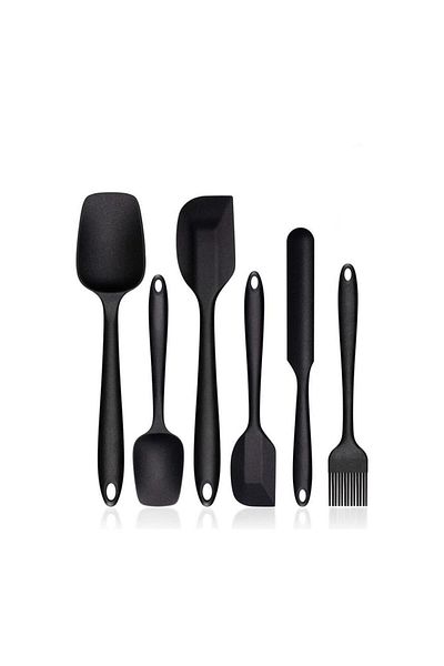 ÇIRPAN EV 6 Piece Black Silicone Spatula and Kitchen Set