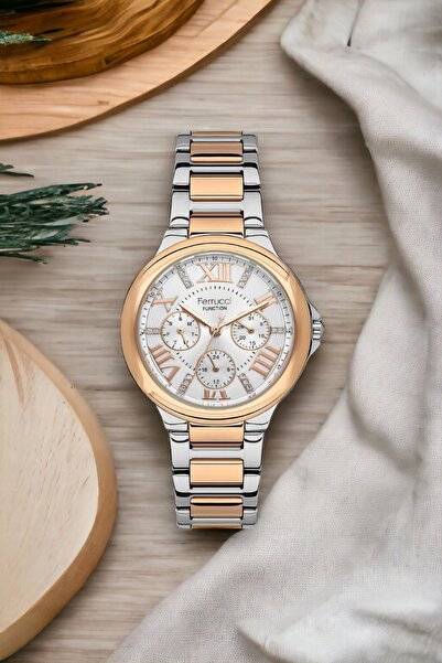 Ferrucci Function Kadın Kol Saati Çelik Kordon Çelik Kasa Gümüş-Rose Gold FC....
