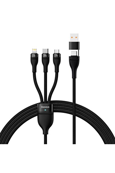 Baseus 1.2 m Black 3 in 2 USB Type C Cable for iPhone 15 14 13 12 ProMax 11 Charger Cable 100W 3 in
