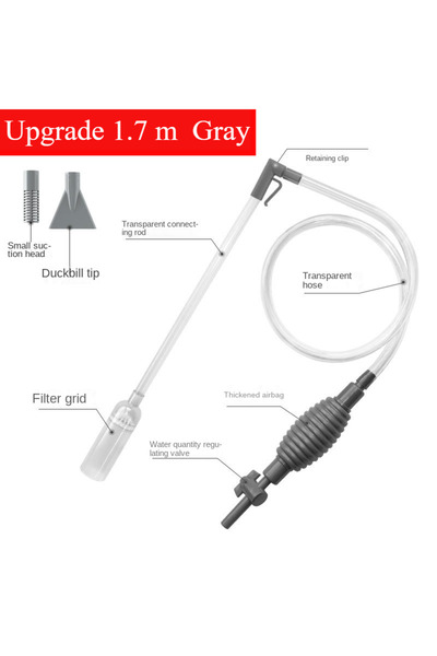 Choice1 حوض سمك كبير رمادي اللون بطول 1.7 متر مزود بخاصية شفط وتنظيف الحصى/ال...