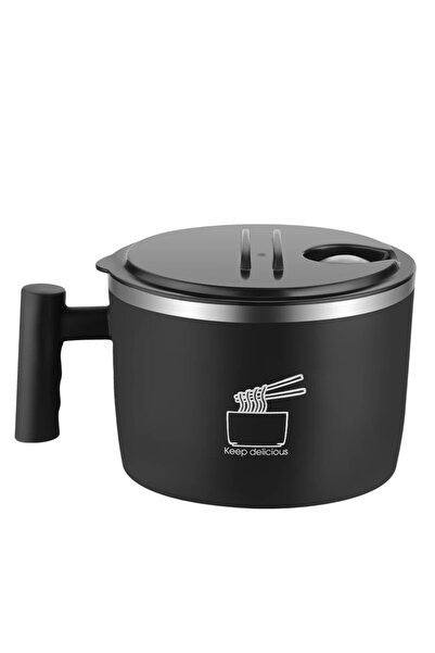 Choice black Stainless Steel Bowl With Lid For Instant Noodles Sealed And Por...