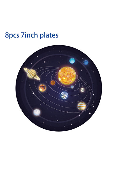 Choice1 MM032-8pcs-7inch Cartoon Cosmic Space Planet Disposable Tableware Set...