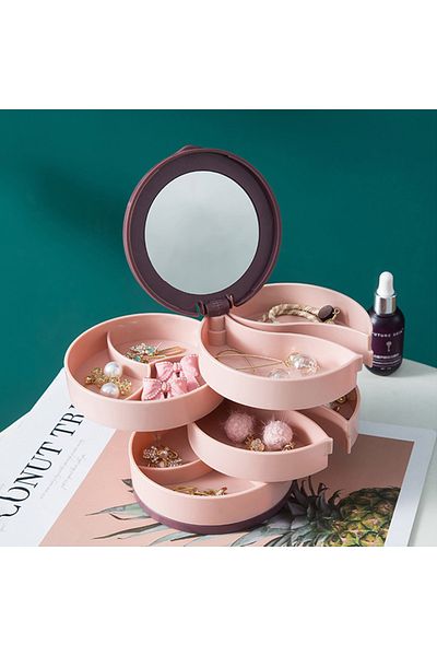 Choice 1pc pink 1pc Blue/Pink Jewelry Stand Holder Display Tray Jewelry Storage Box Multilayer Rotating Pla