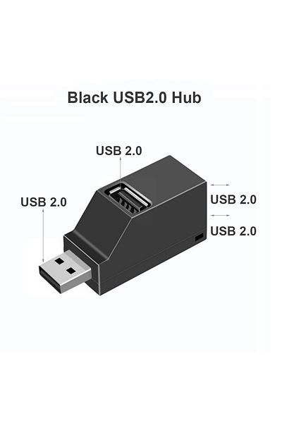 Choice محول موزع USB 2.0 USB 3.0 أسود، صندوق مقسم صغير من 1 إلى 3 منافذ USB 2.0 عالي السرعة للكمبيوتر الشخصي