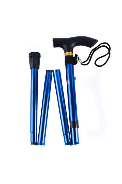 Choice عصا مشي تلسكوبية زرقاء اللون مصنوعة من سبائك الألومنيوم وعصا قابلة للطي للمشي لمسافات طويلة في الهواء الطلق